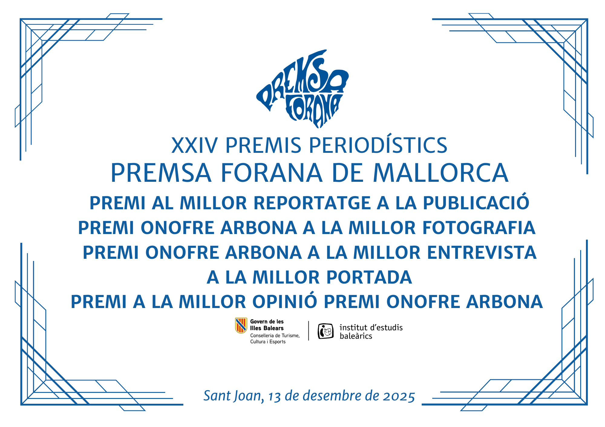 L'APFM entrega els seus XXIII PREMIS PERIODÍSTICS PREMSA FORANA DE MALLORCA
